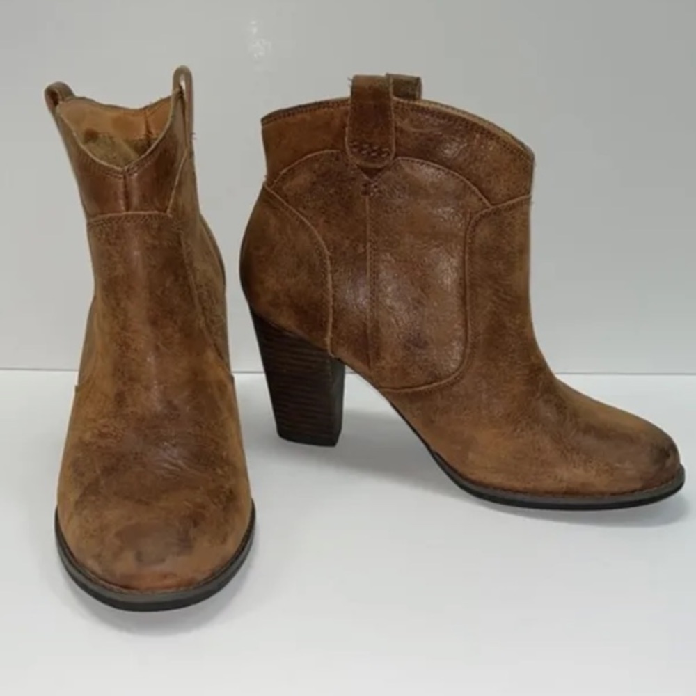 Me too ankle boots women Zola leather pull on 9M western festival rodeo Y2K boho